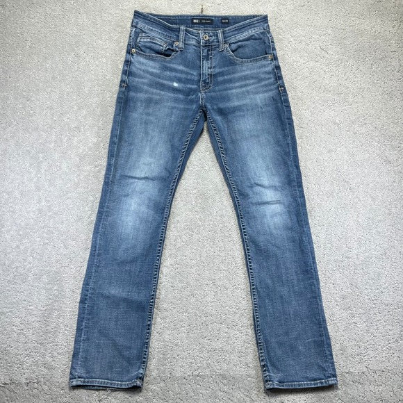 BKE Jake Straight Jeans Mens 32x34 Blue Medium Wash Stretch Denim Distressed - Picture 2 of 16